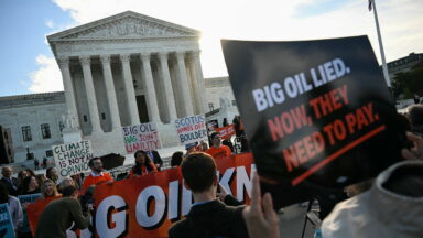 Protestors outside the Supreme Court